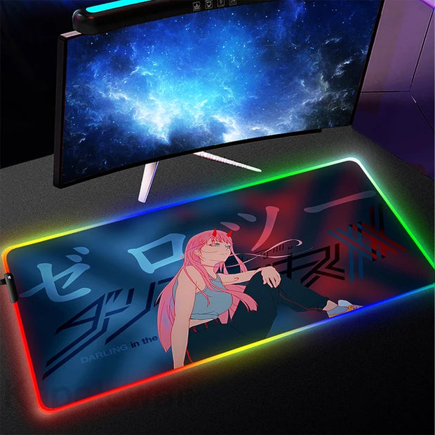RGB Mouse Pad Gamer Large Anime Zero Two XL Mouse Mat