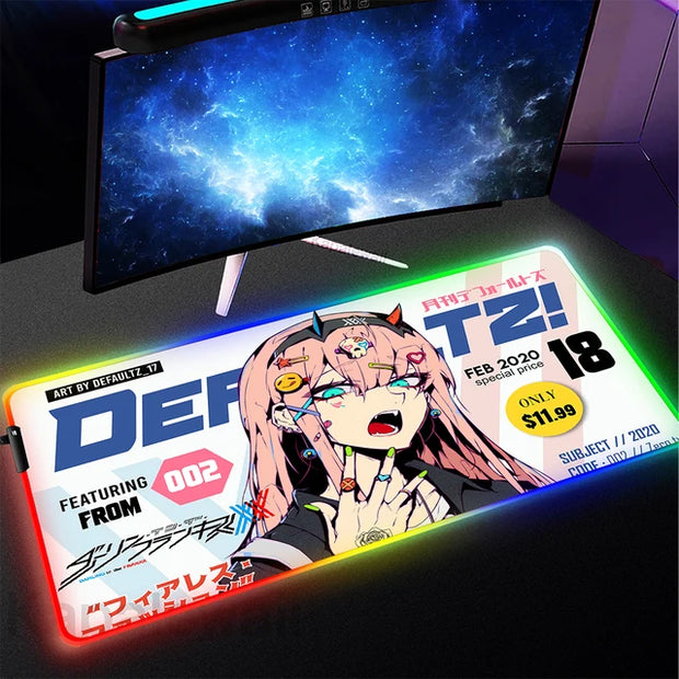 RGB Mouse Pad Gamer Large Anime Zero Two XL Mouse Mat